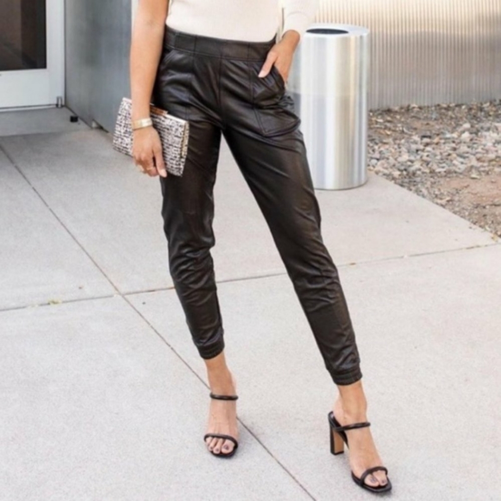Spanx Black Faux Leather Joggers - Picture 3 of 11